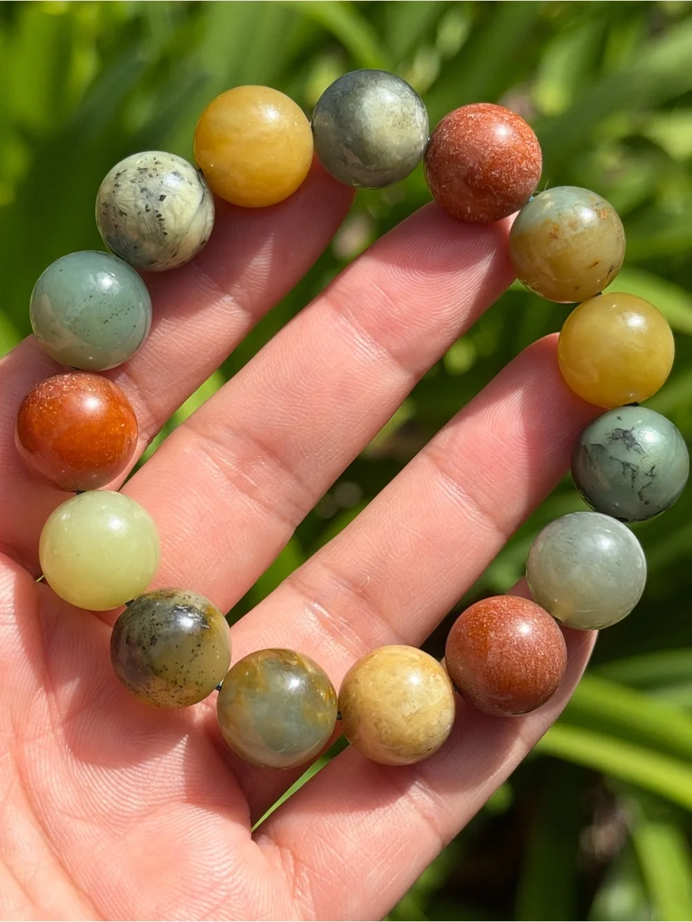 14mm stretchable multicolor Xiuyu jade bracelet 2323